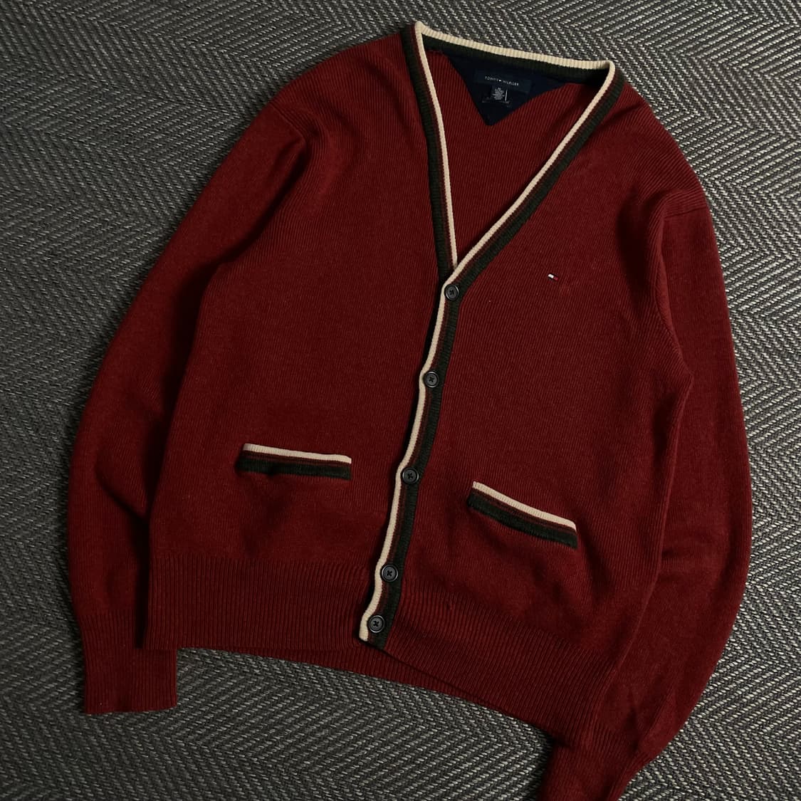 타미힐피거 버건디 램스울 가디건y 3841 상품이미지1
