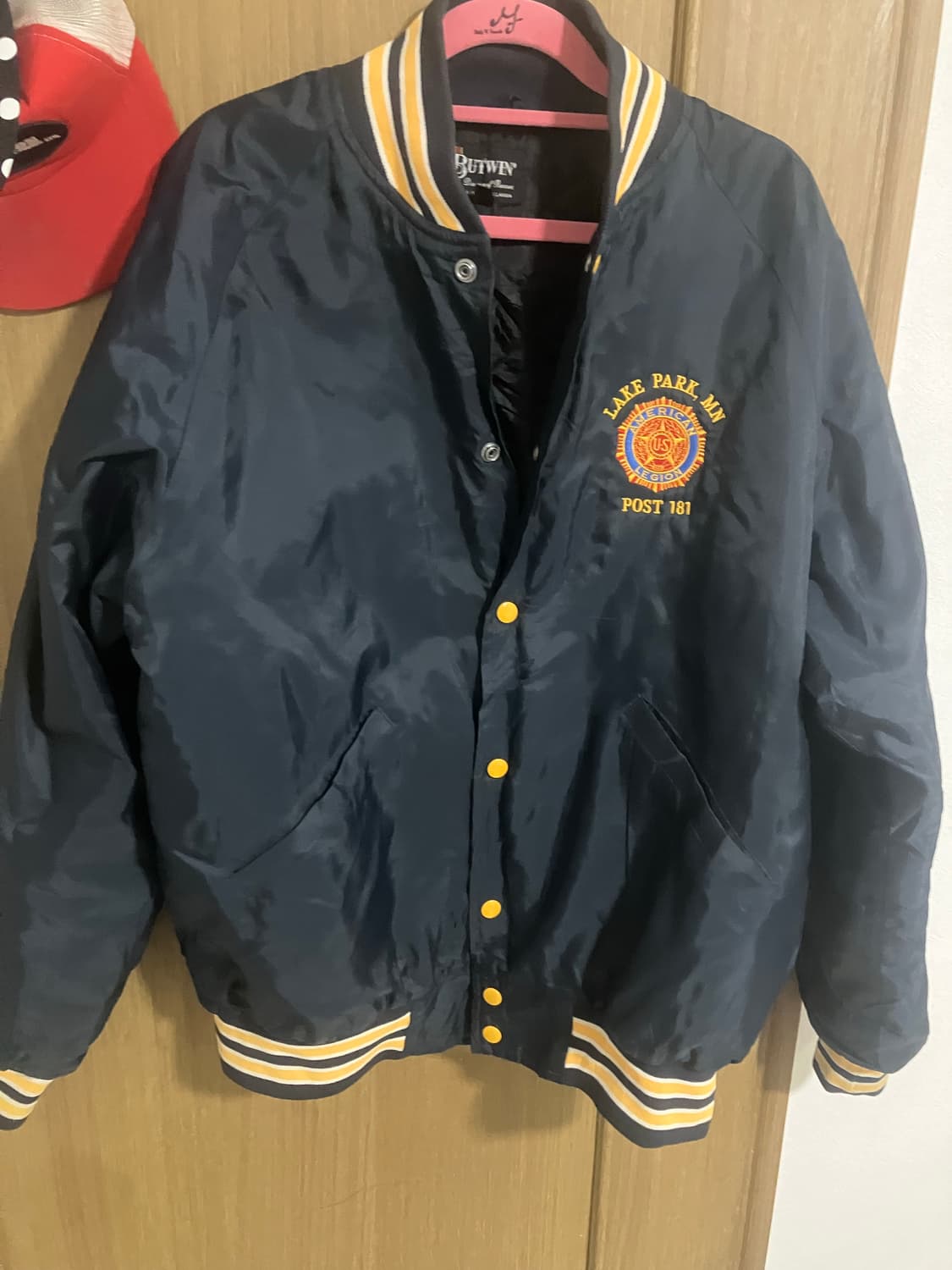 빈티지 BUTWIN 바시티자켓 USA 단체자켓 크롭핏 네이비 상품이미지1