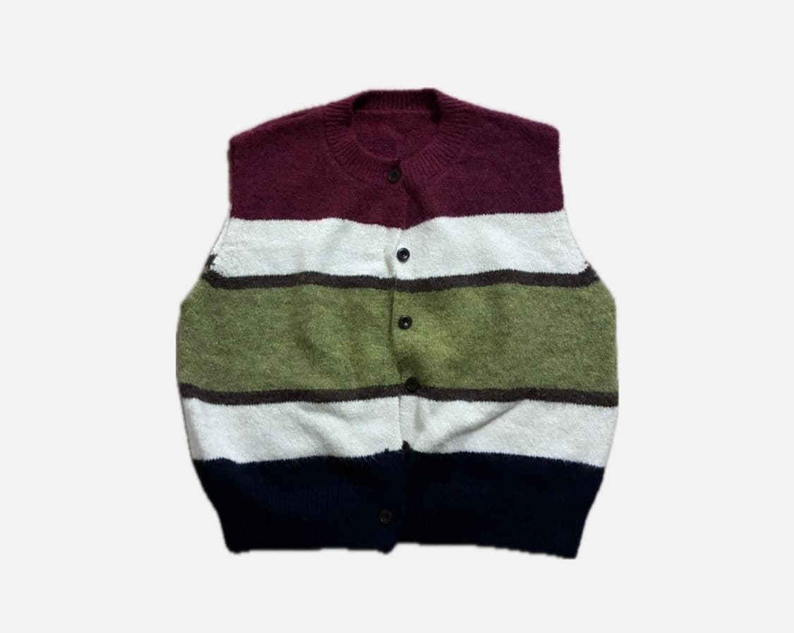 빈티지풍 단추 니트 조끼 상품이미지1