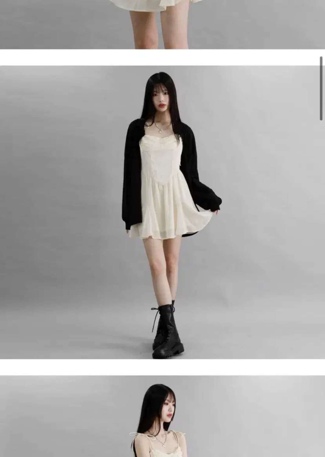 코디세트 셔링 쉬폰 뷔스티에 원피스 상품이미지1