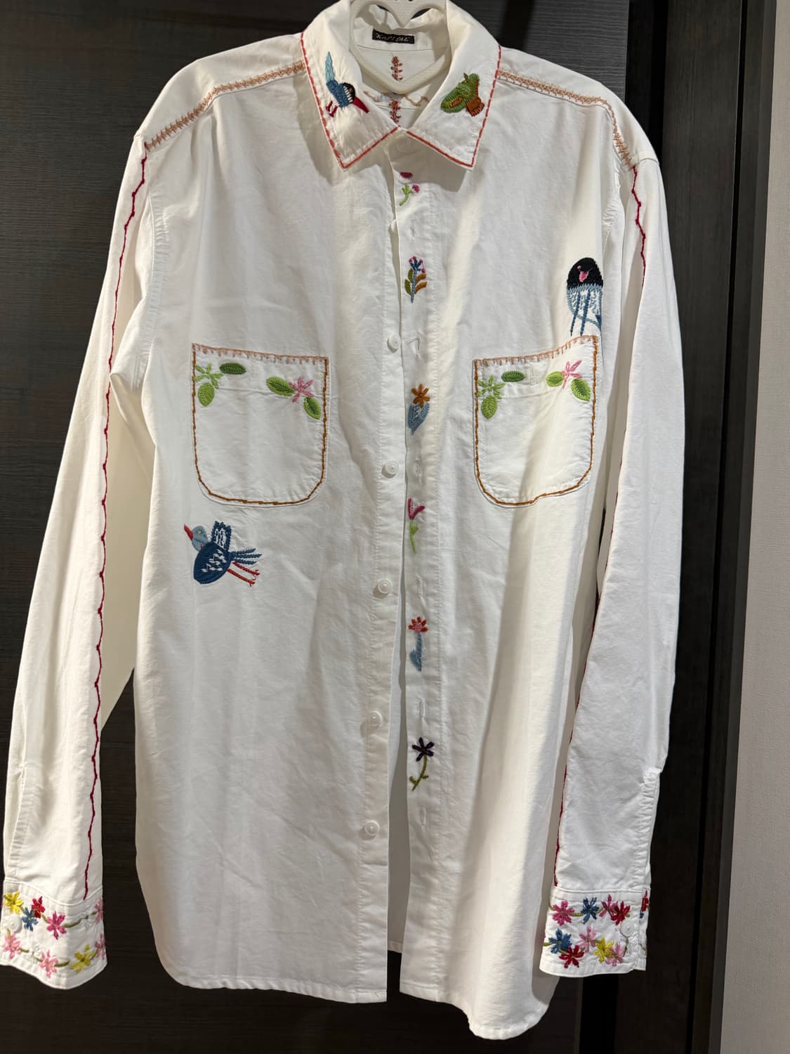 캐피탈 Kapital Magpie 자수 OX 워크 셔츠 화이트 3사이즈 상품이미지3