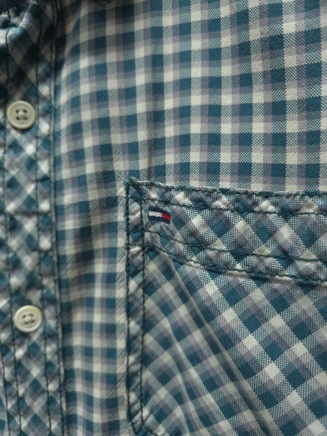 힐피거데님 남성 블루 그레이 체크패턴 캐주얼셔츠 (95~100) 상품이미지3