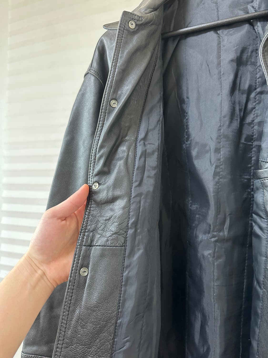 Lambskin Leather Car Coat 상품이미지5