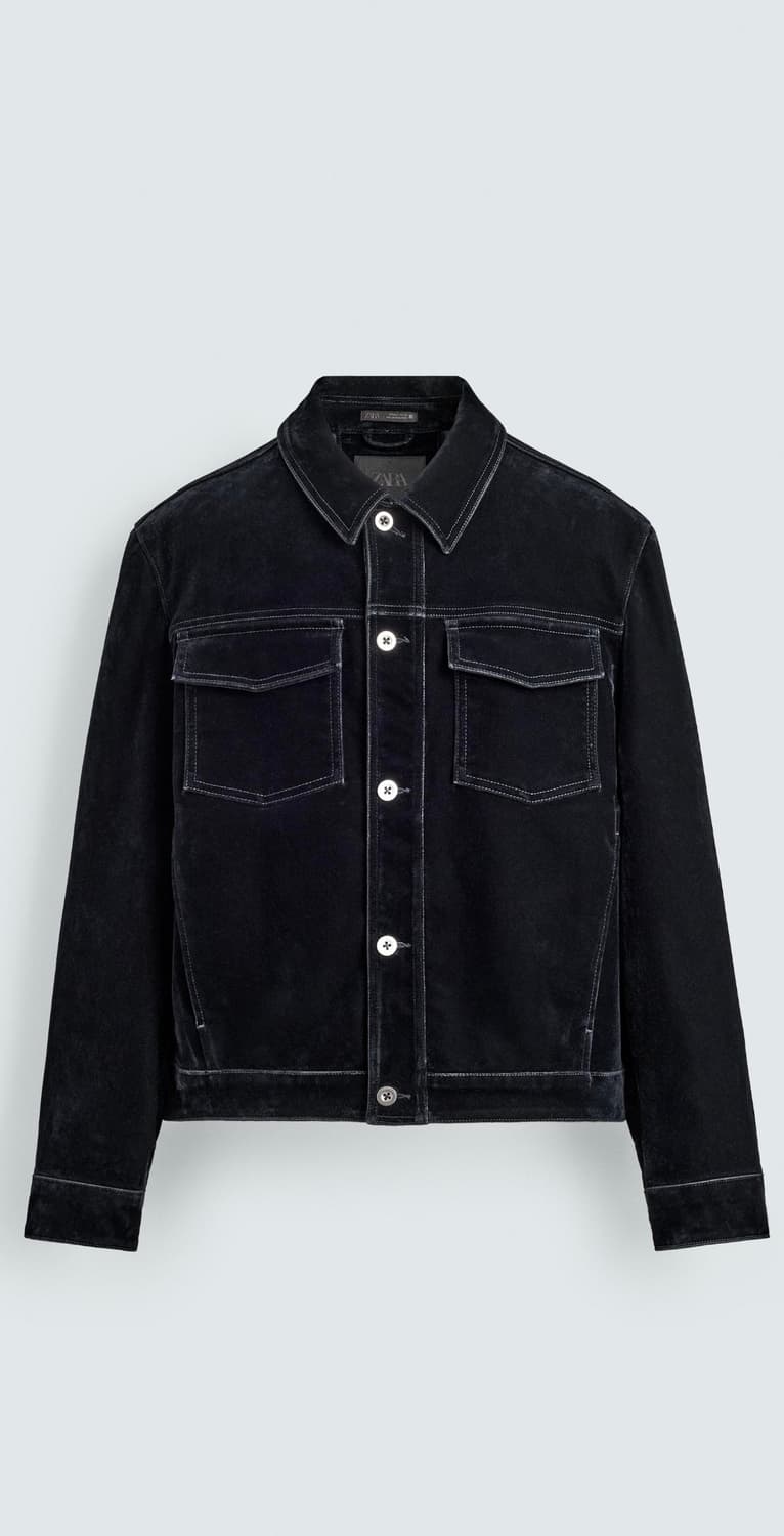 ZARA 자라 플록 벨벳 자켓 트러커 S 상품이미지7