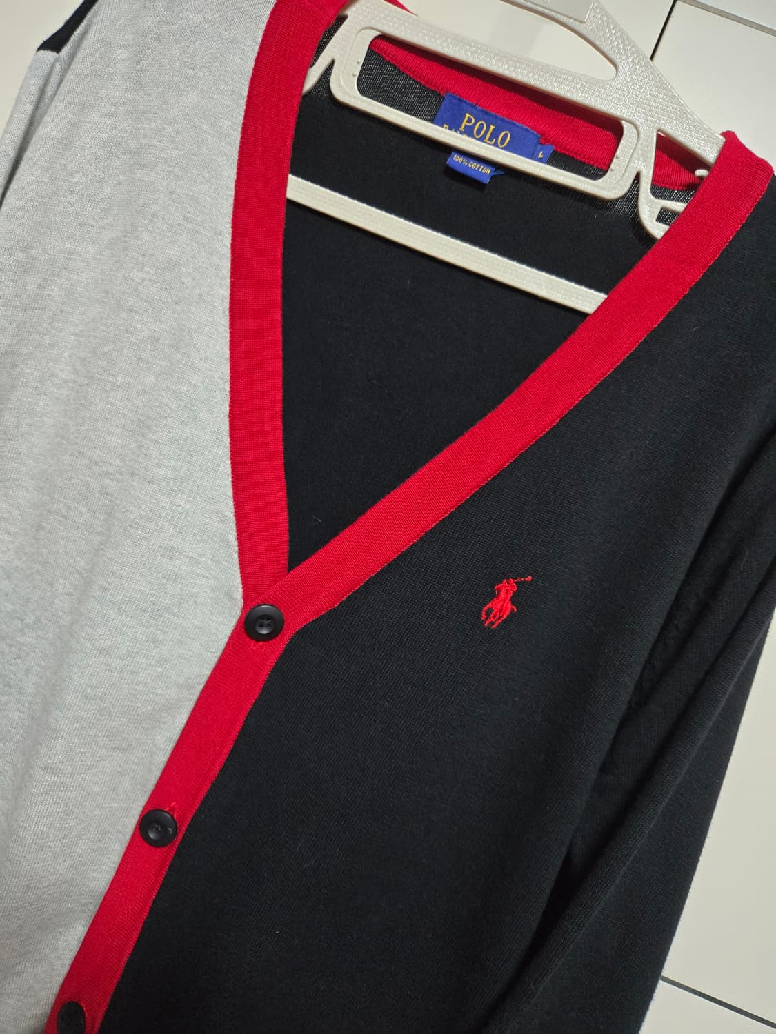 폴로 랄프로렌 정품 코튼 배색 가디건 상품이미지1