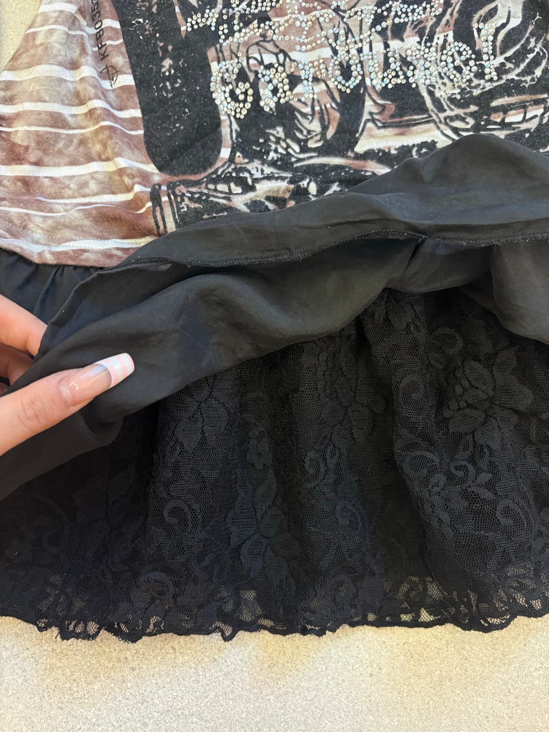 벨벳 스트라이프 큐빅 원피스 상품이미지4