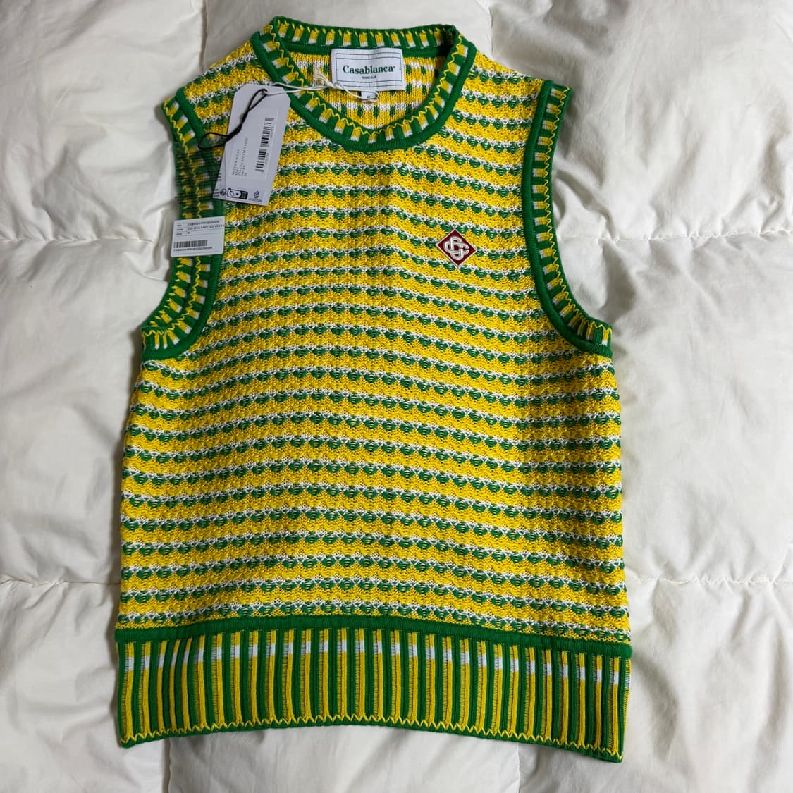 (M) 카사블랑카 지그재그 니트 조끼 베스트 그린 상품이미지1