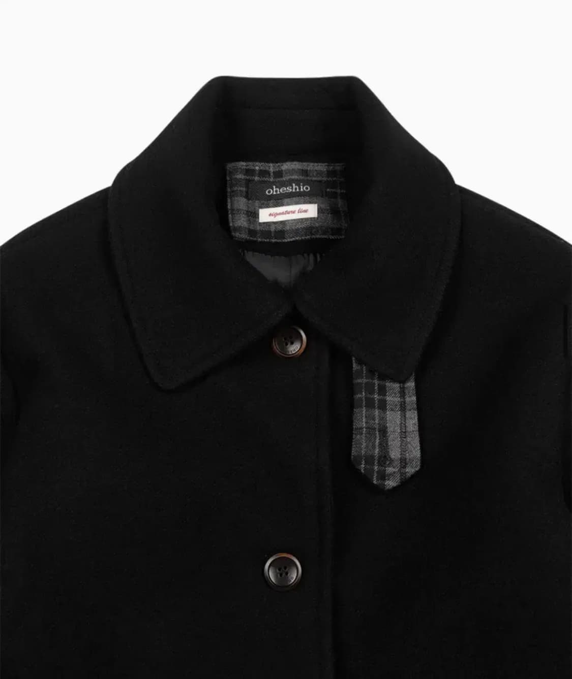 오헤시오 코트 블랙 check half wool coat 상품이미지2