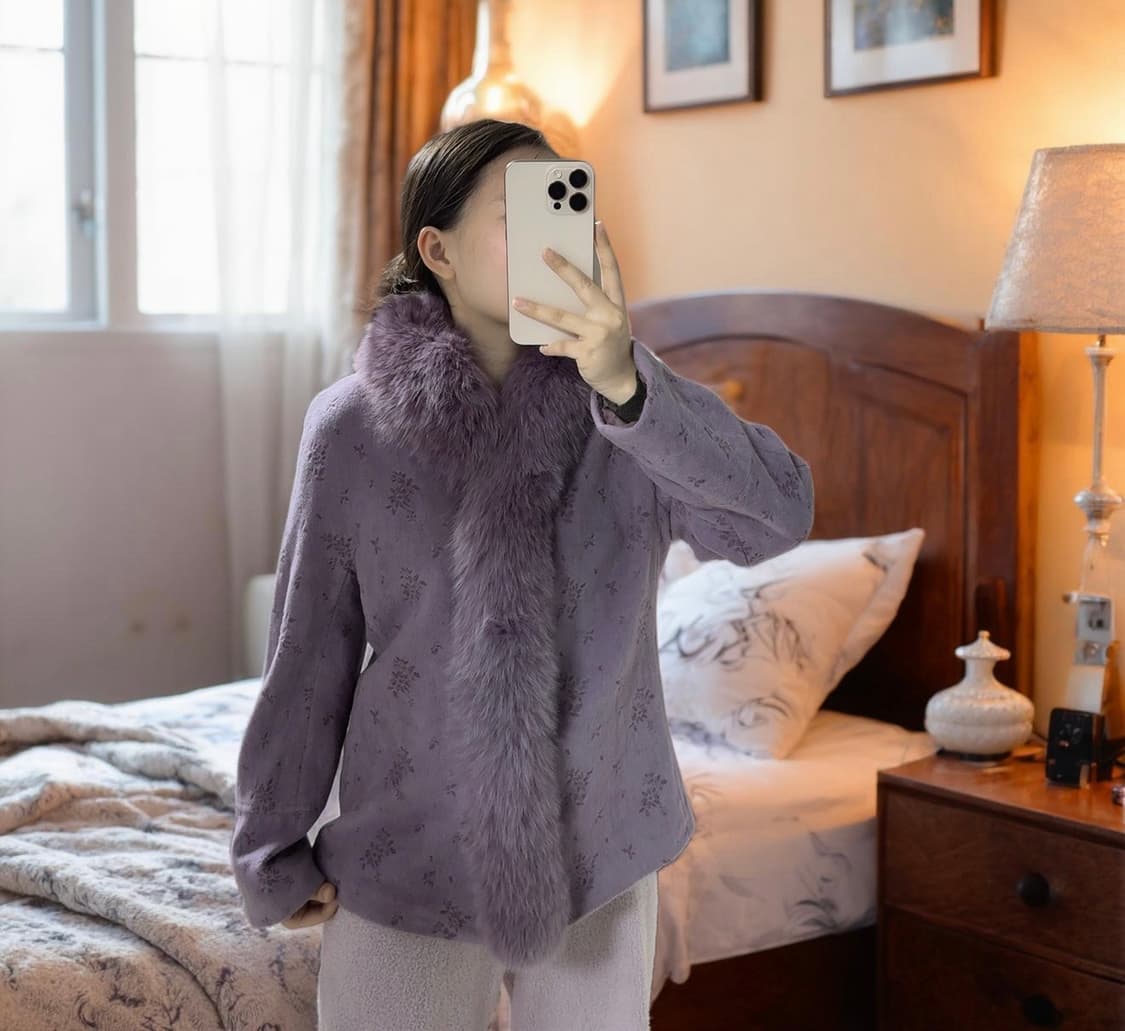 빈티지 여우털 큰카라 캐시미어 코트 상품이미지1