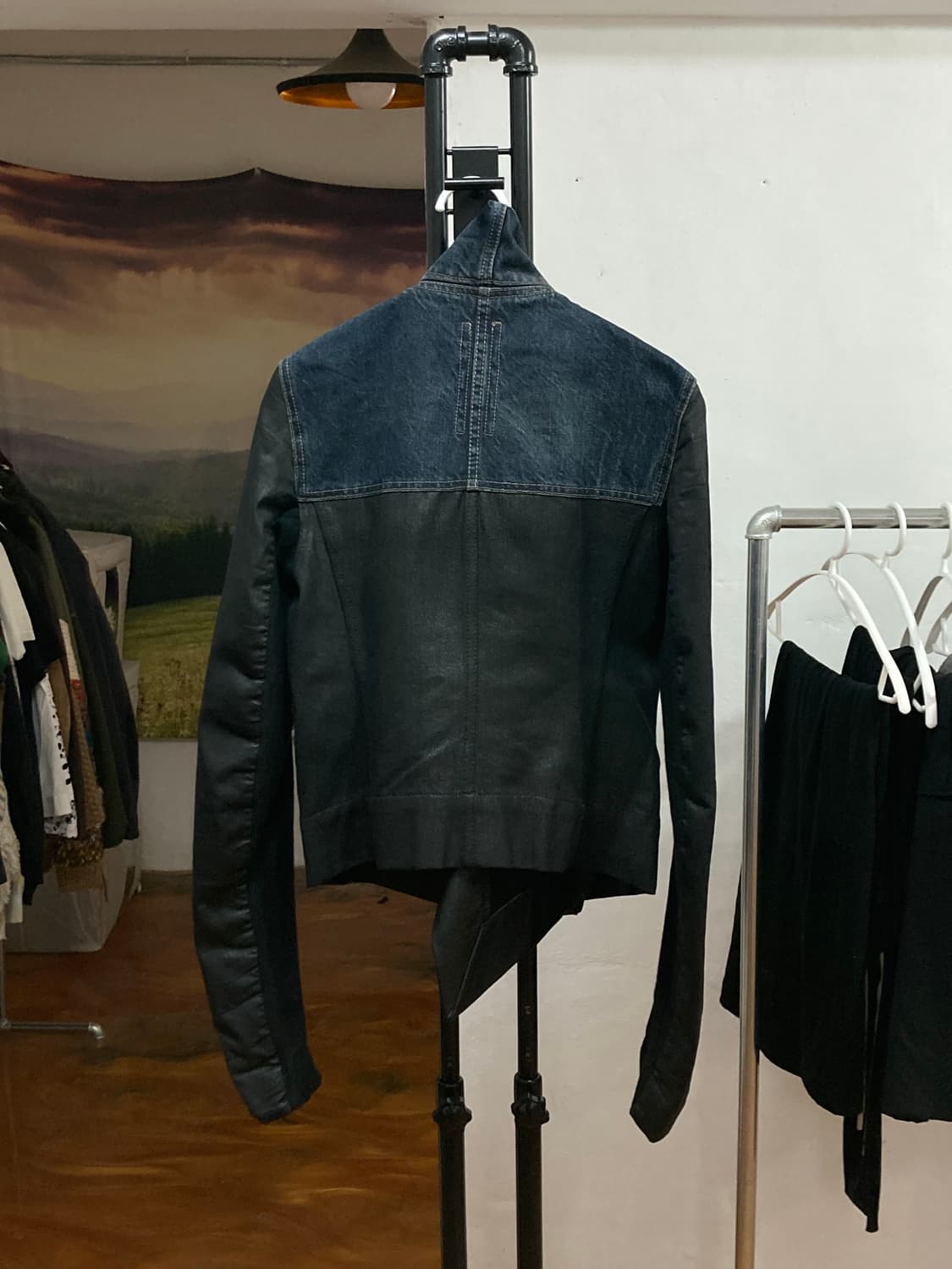 릭오웬스 레더 믹스 데님 자켓 상품이미지7