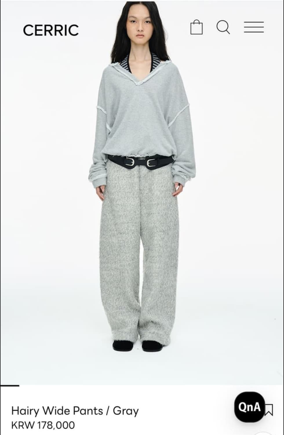 Cerric 세릭 헤어리 와이드 팬츠 Hairy Wide Pants 상품이미지1