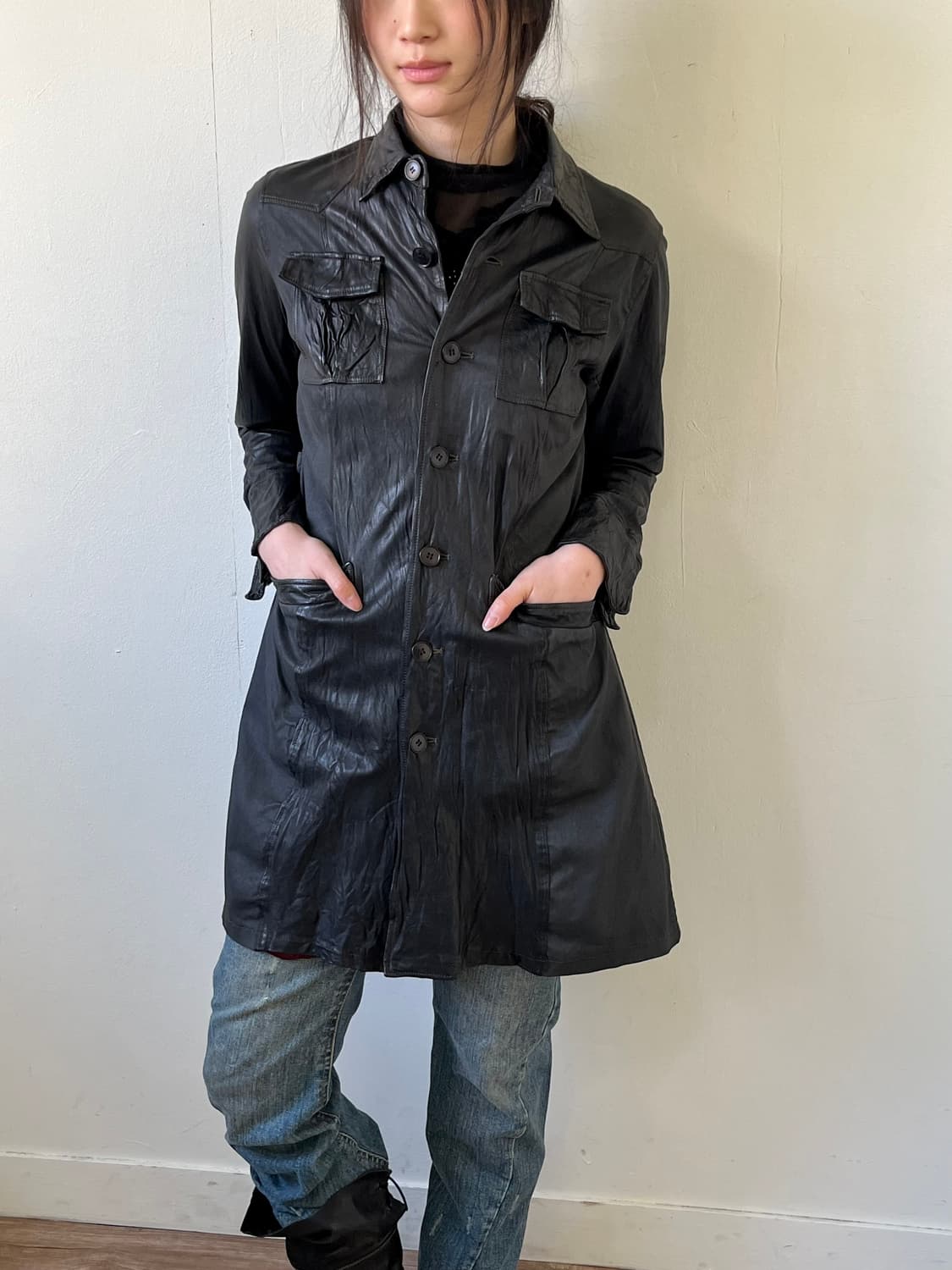 inbreed 레더 롱 자켓 상품이미지4