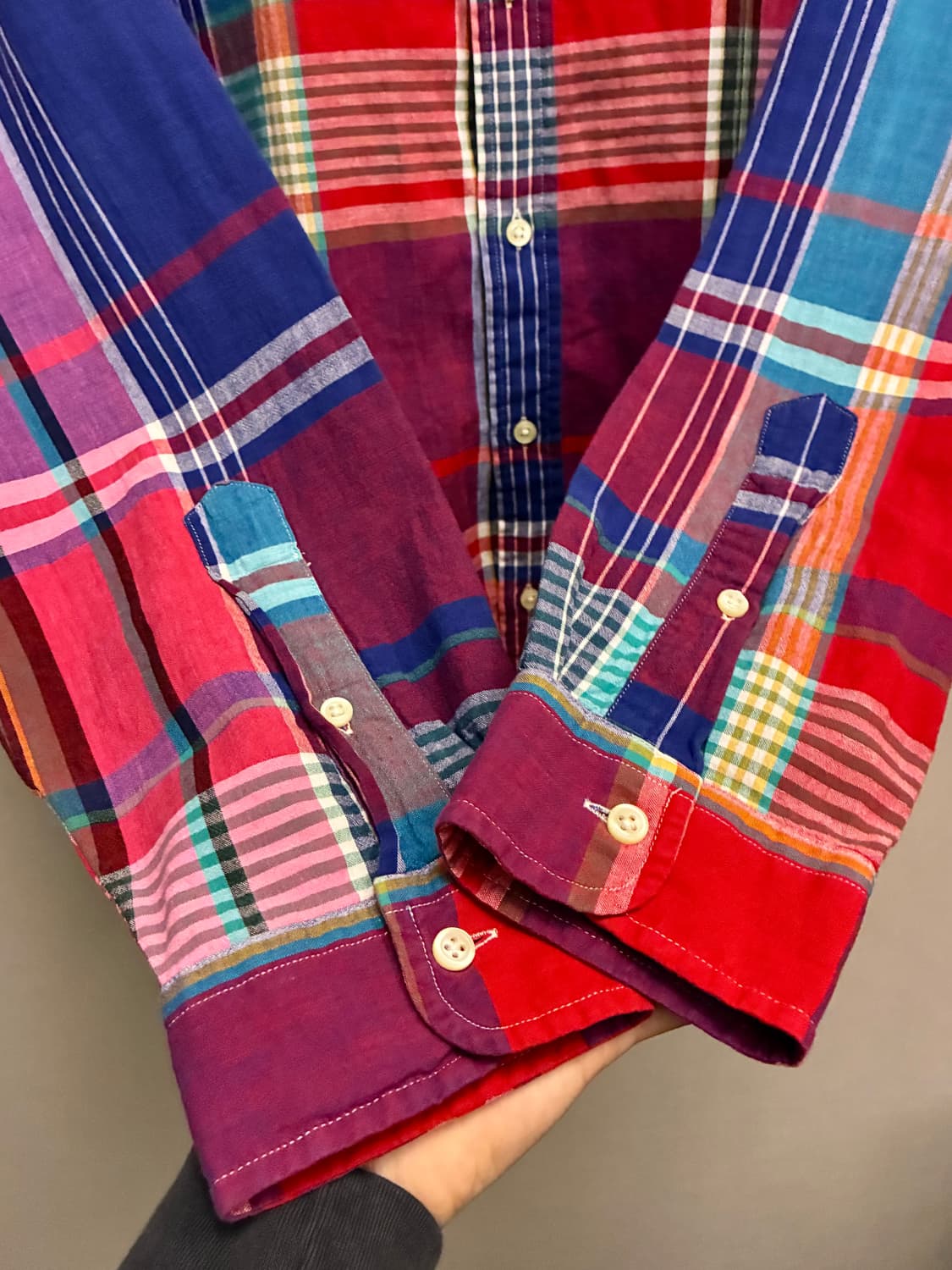 (M/100)POLO 폴로랄프로렌 마드라스 코튼 버튼다운 체크셔츠 상품이미지5