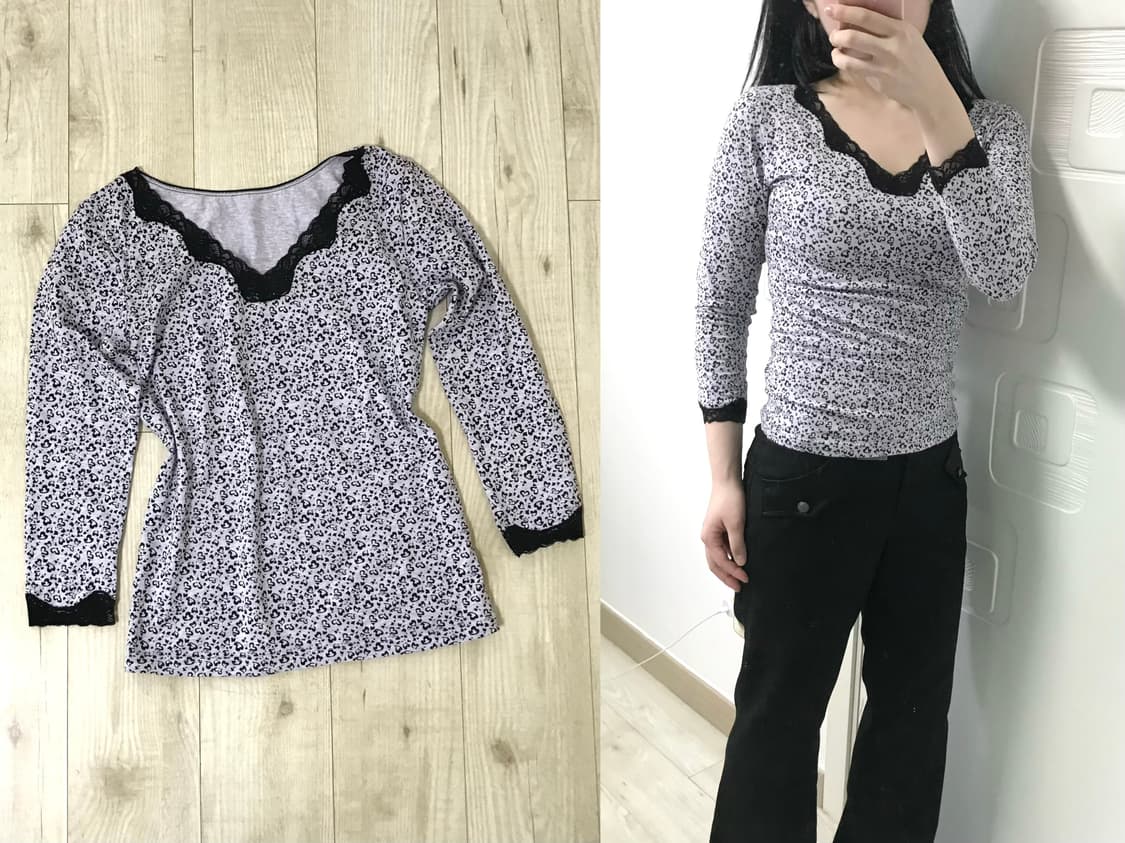 heart lace light purple T jpn 상품이미지1