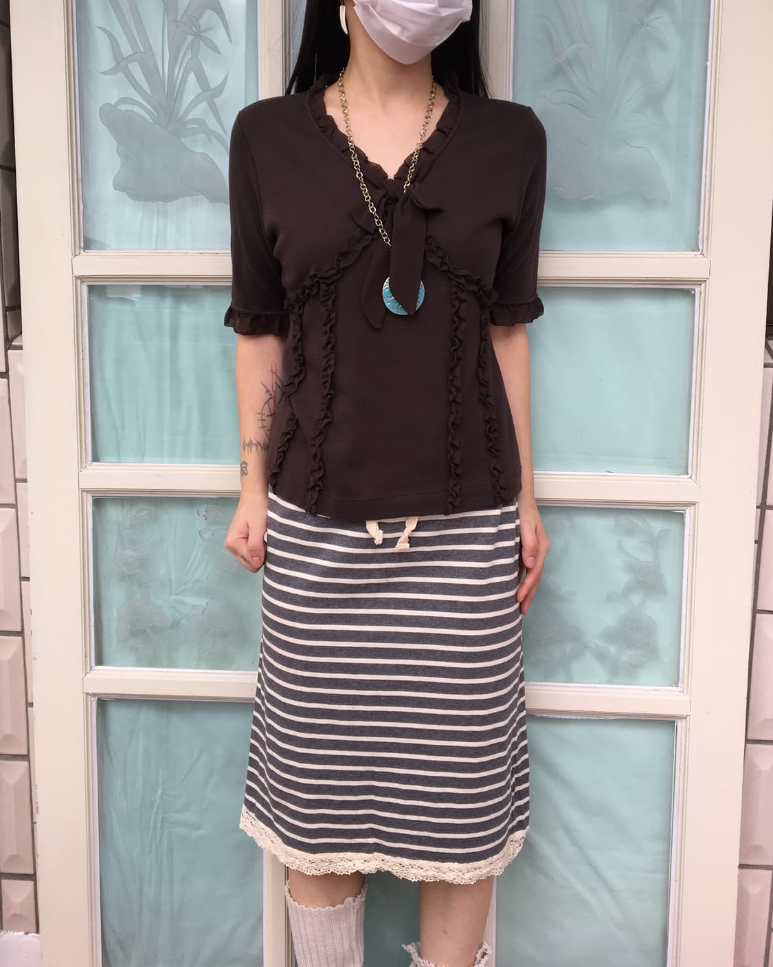 Ribbon point frill t shirt 상품이미지1