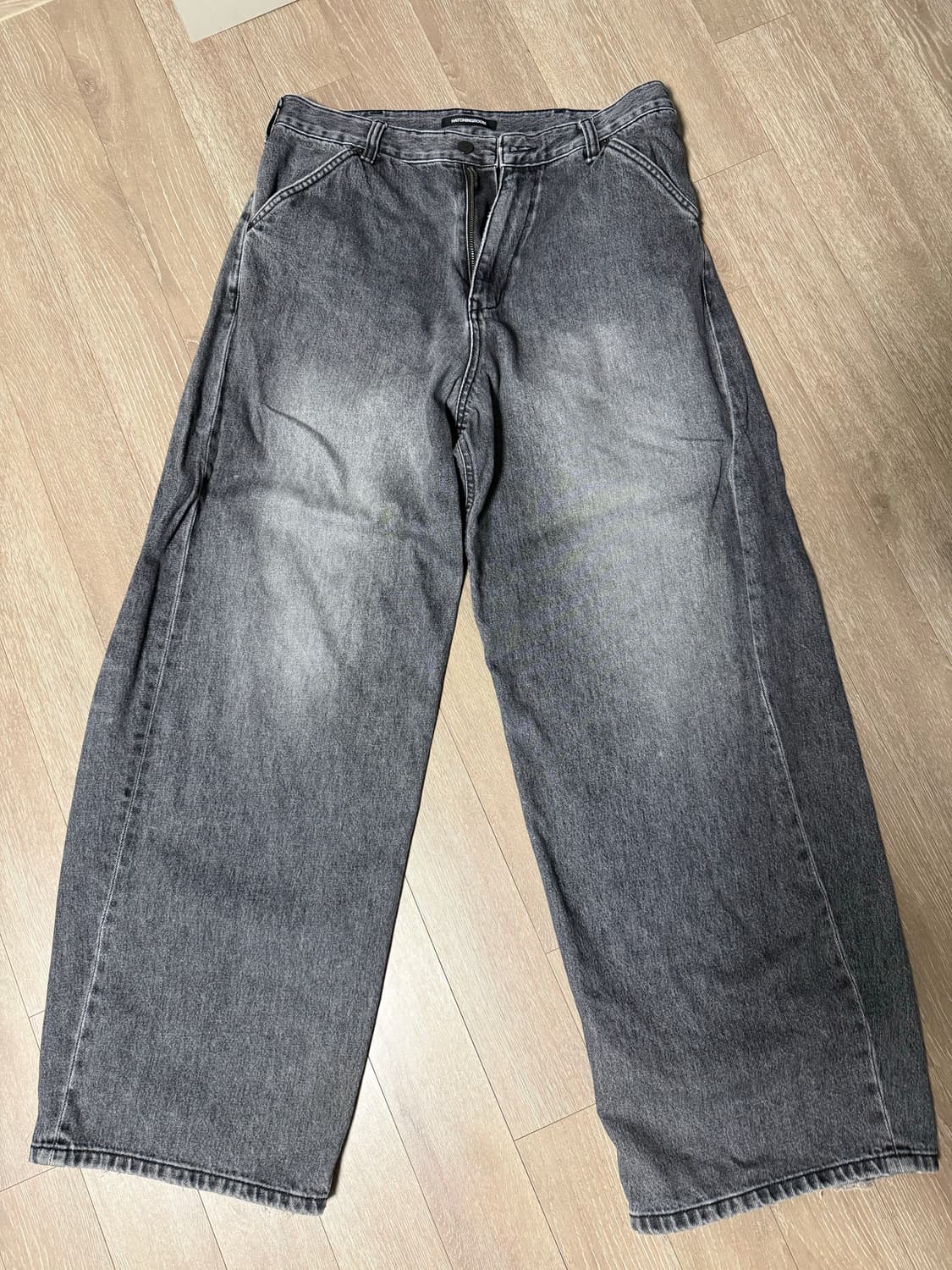 해칭룸 와이드 커브진 4 사이즈 워시드 블랙 상품이미지2