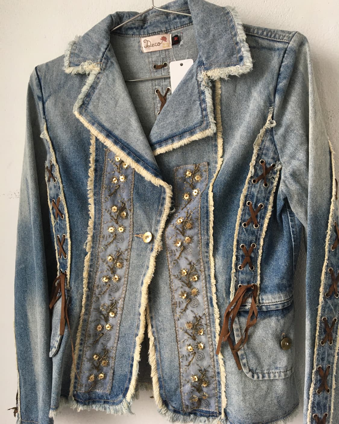 Lace up point denim jacket 상품이미지4