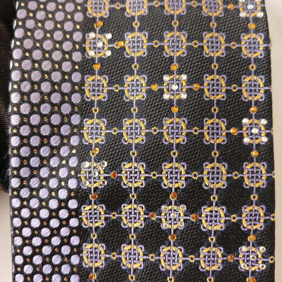 피에르 발망 실크 블랙 기하 패턴 넥타이 9.2cm A+등급 A19361 상품이미지8