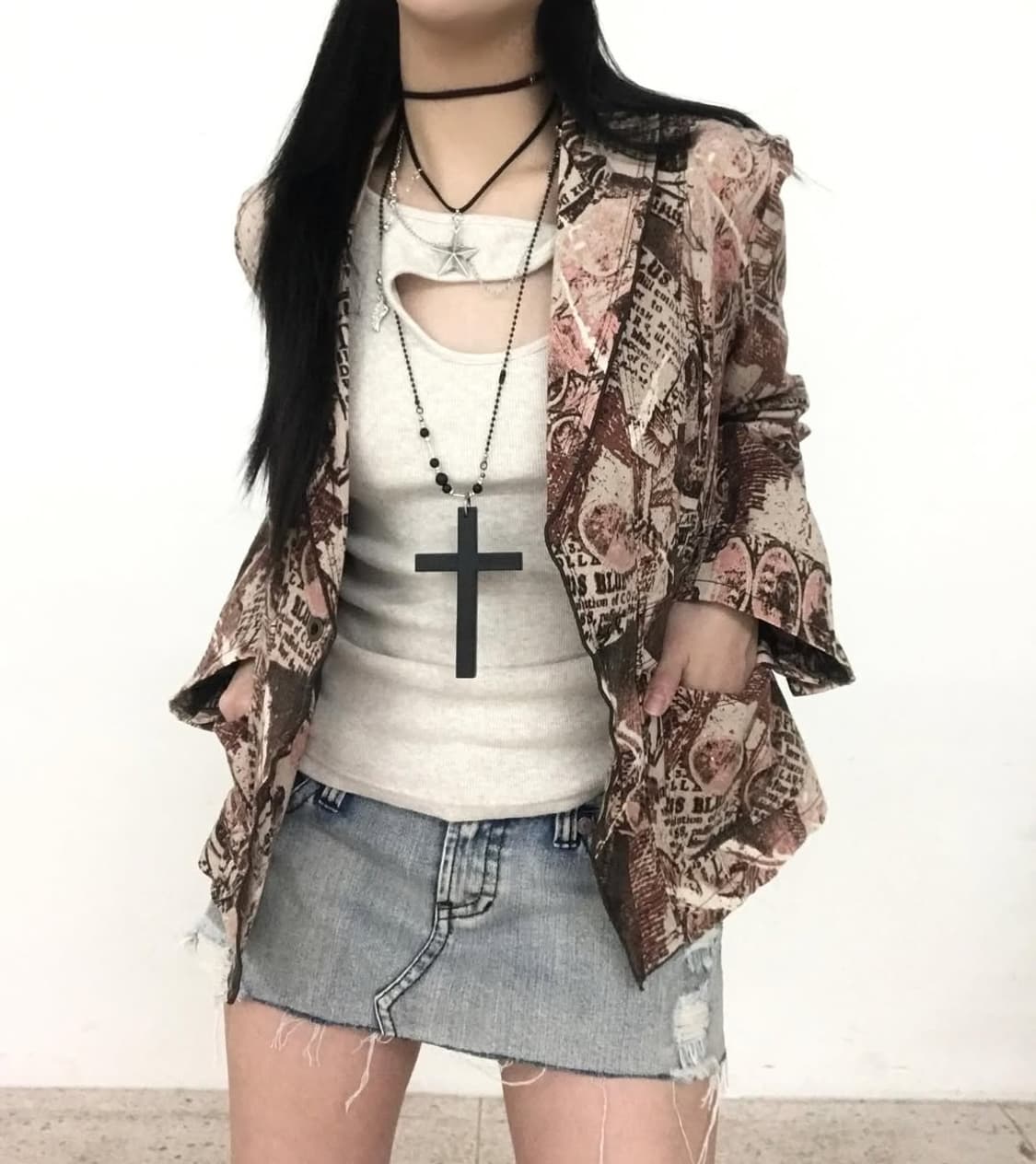 도요샛 Toyosat 로우라이즈 데님 미니 스커트 상품이미지1