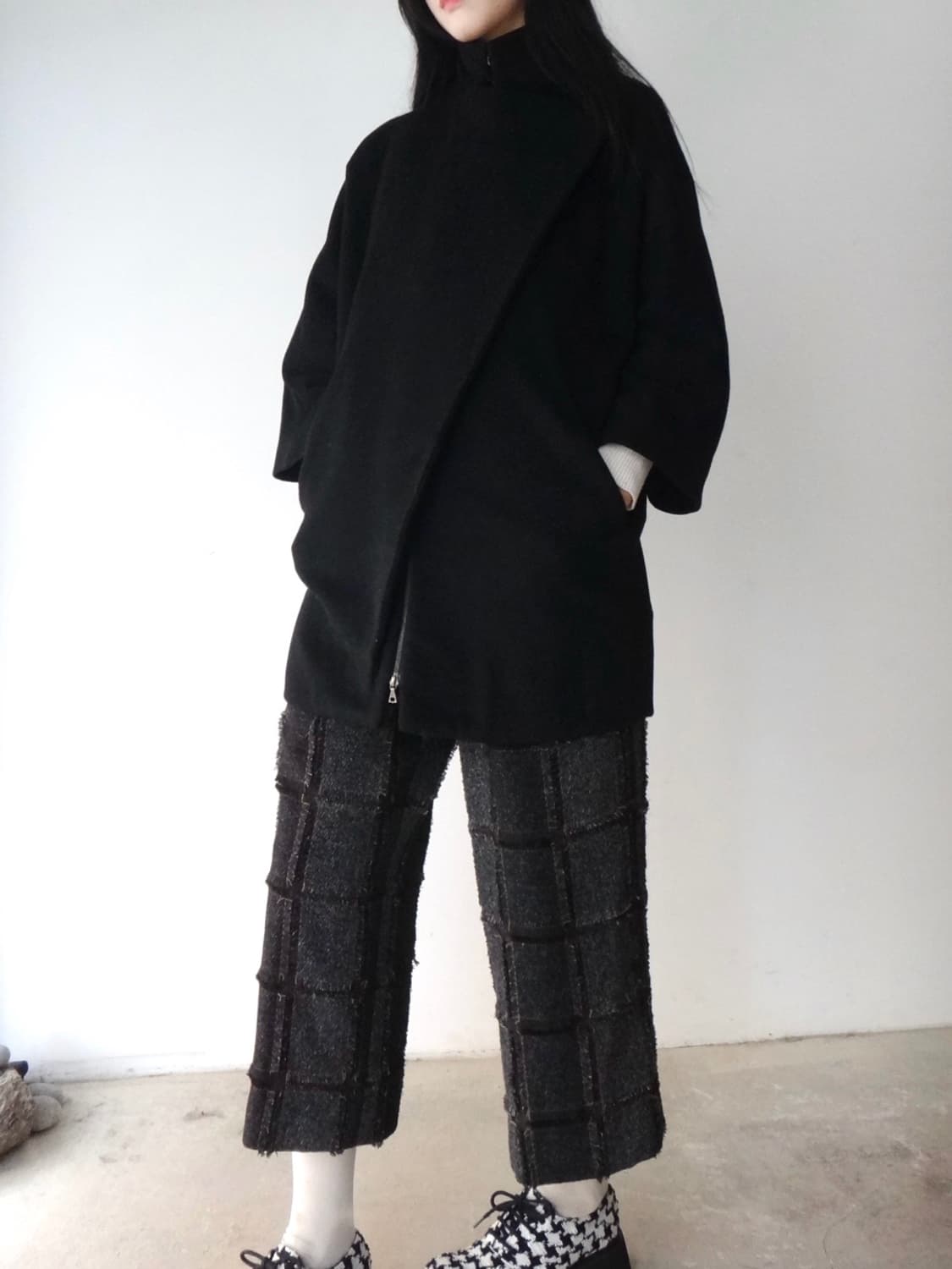 CALVIN KLEIN high neck mid coat / black 상품이미지6