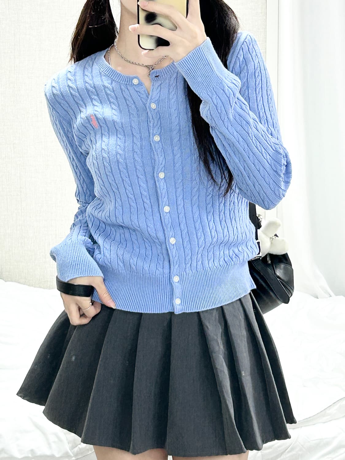 폴로 핑크포니 소라 케이블 가디건 상품이미지5