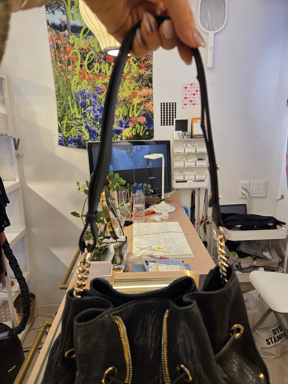 레노마 콤비지퍼 레더 백 (끈조절가능 상품이미지2