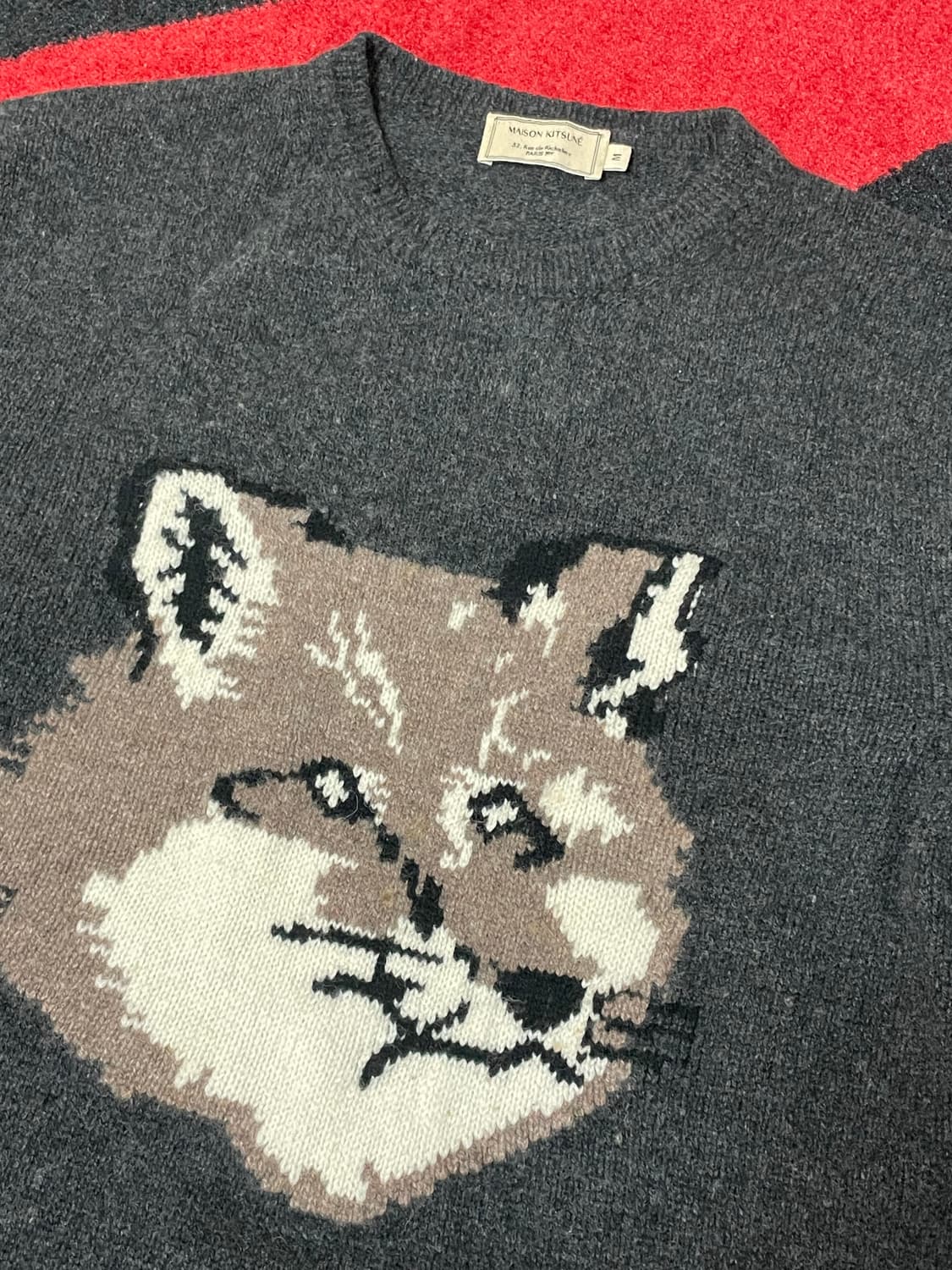 메종키츠네 빅폭스 헤드 풀오버 니트 다크그레이 m 상품이미지1