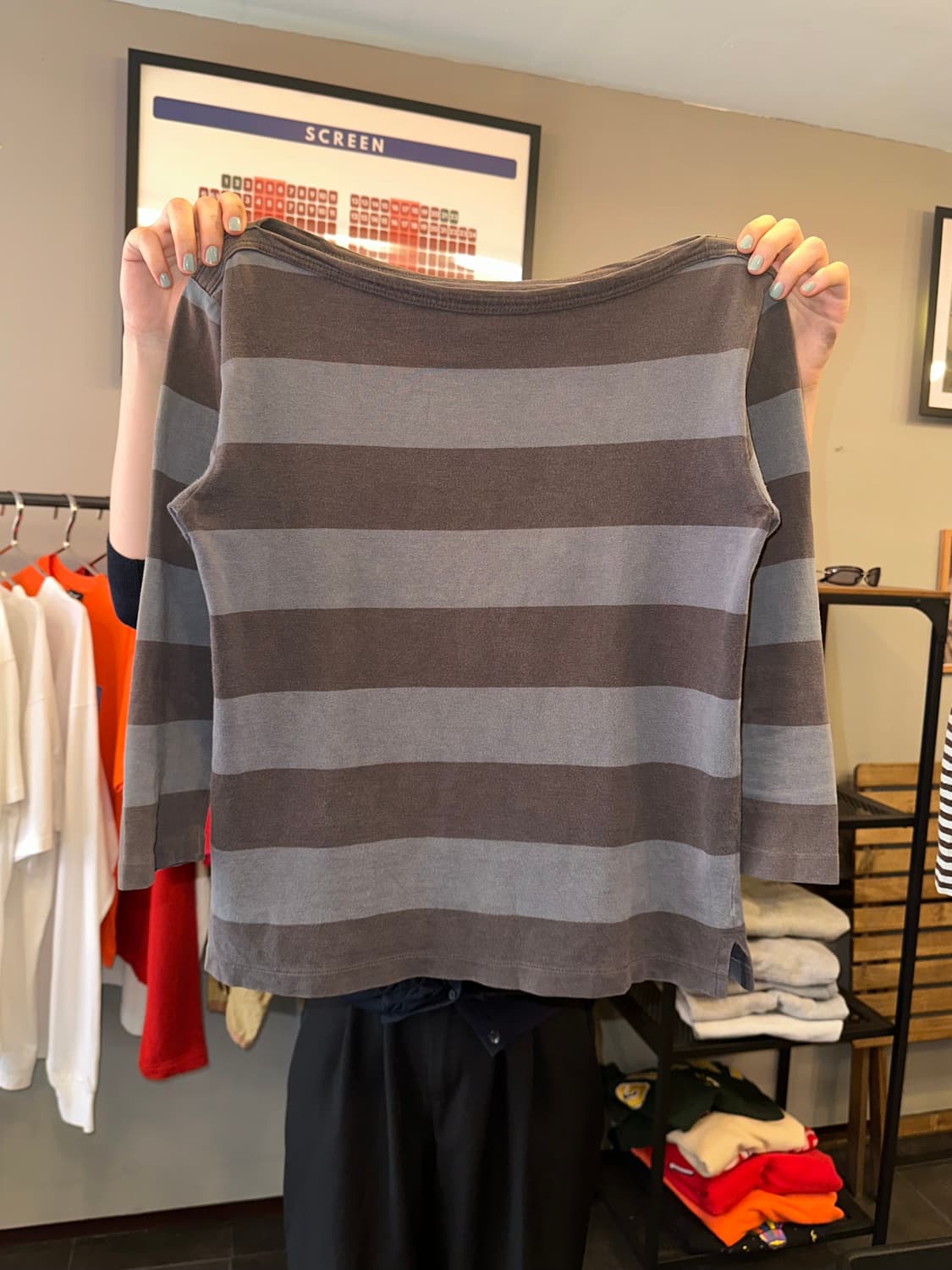 Agnes B stripe pattern 3-quarter sleeve 상품이미지7