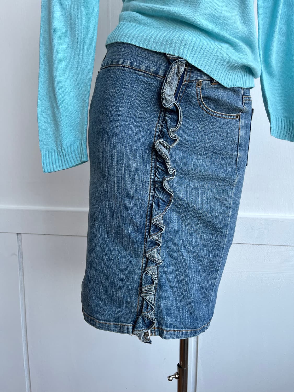 Poudre 집업 러플 데님 스커트 상품이미지2