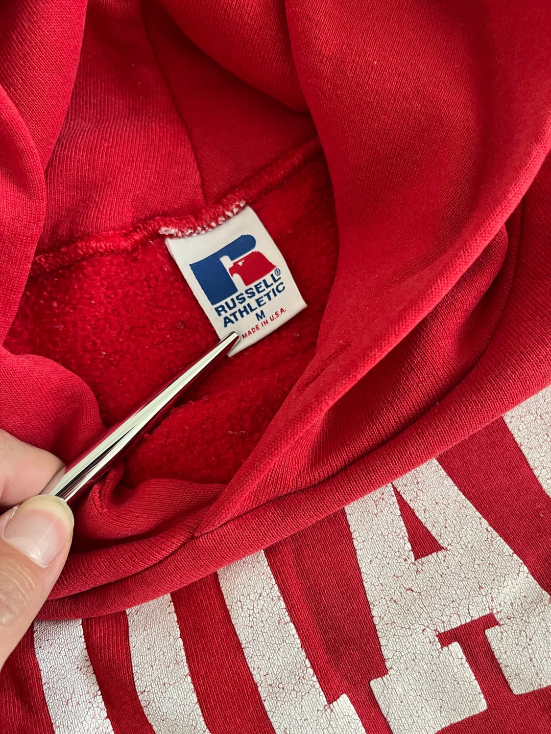 Made in USA 러셀 레드 인디아나 후드티 상품이미지4