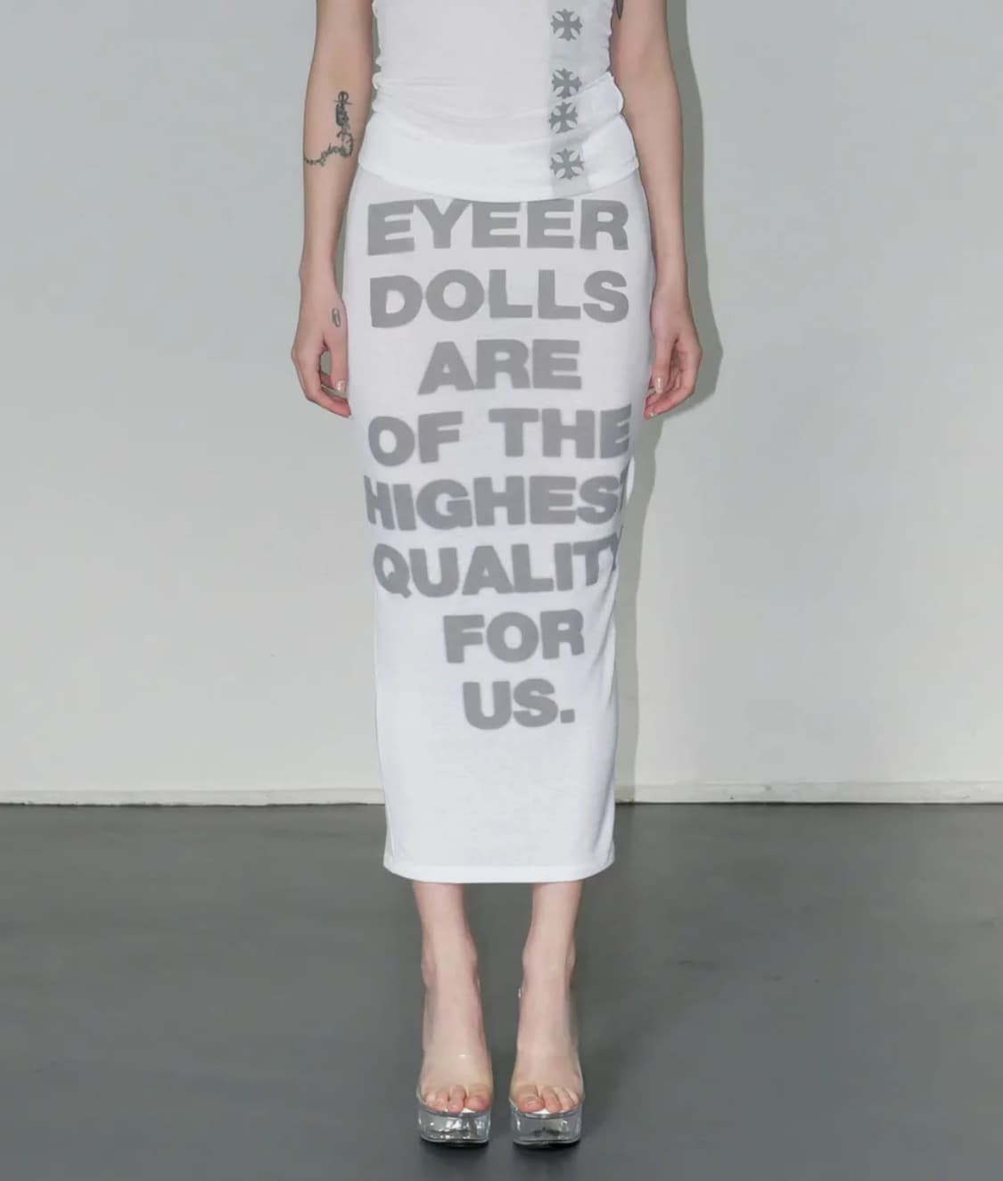 EYEER 이와이이알 시스루 맥시 스커트 화이트 상품이미지1