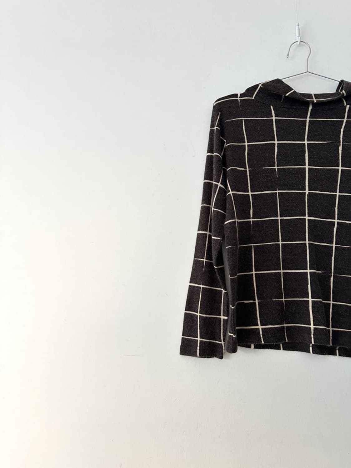 Grid warm moc neck top / deep brown 상품이미지3