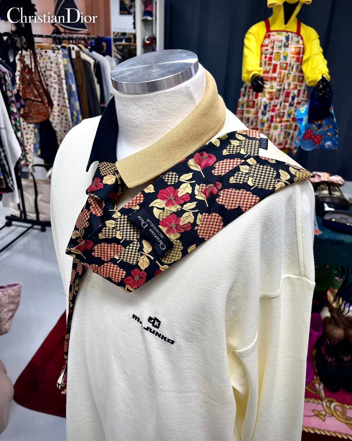 90s 디올 아카이브 플라워 실크 빈티지 넥타이 상품이미지1