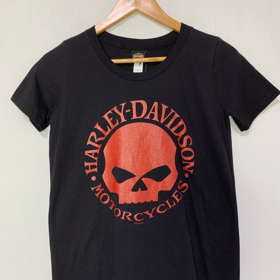 할리 데이비슨 빈티지 글리터 펑크 스컬 해골 프린팅 티셔츠 S 상품이미지2