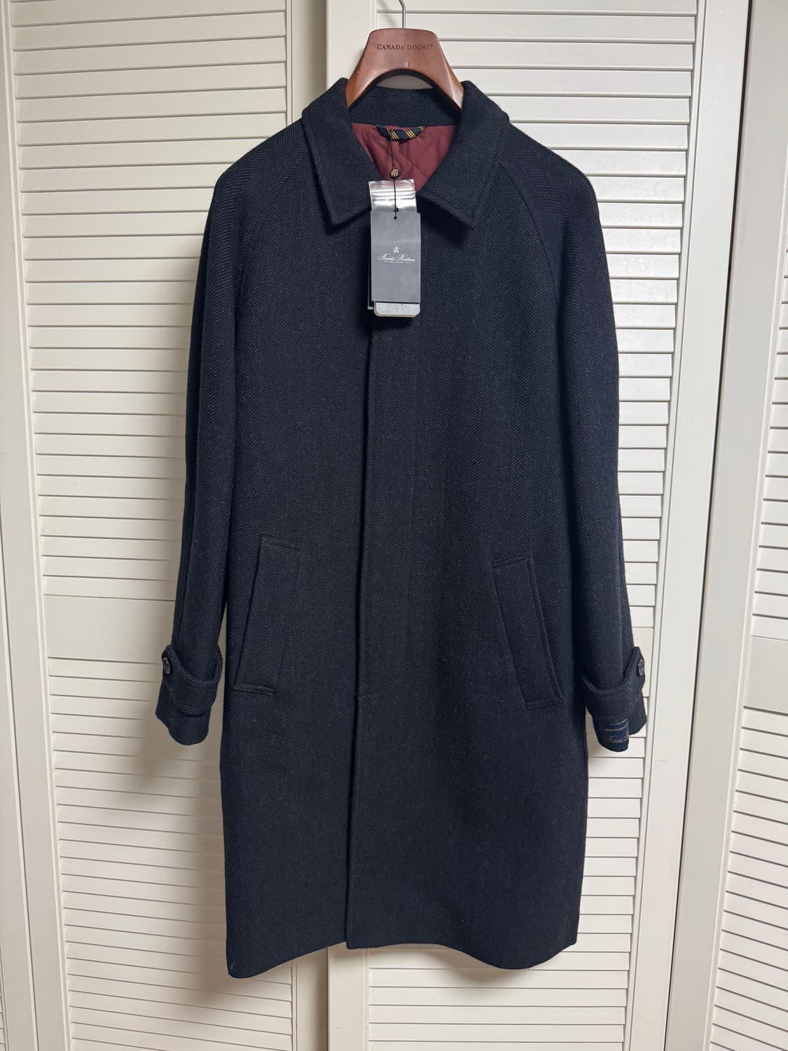 브룩스 브라더스 안젤리코 헤링본 발마칸 네이비 M 새제품 상품이미지1