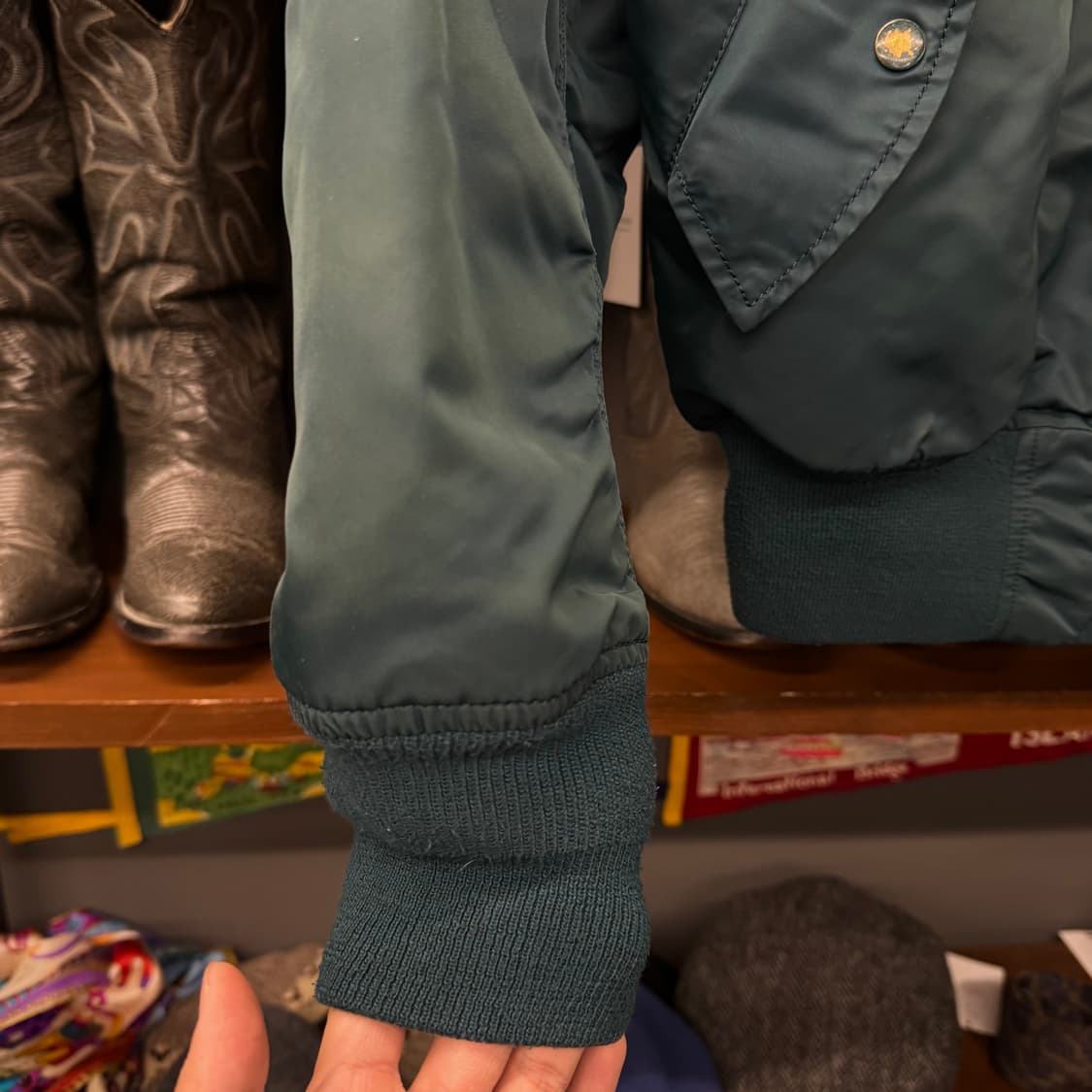 90s 알파 인더스트리 에메랄드 청록 밀리터리 봄버 MA1 자켓 N244 상품이미지5