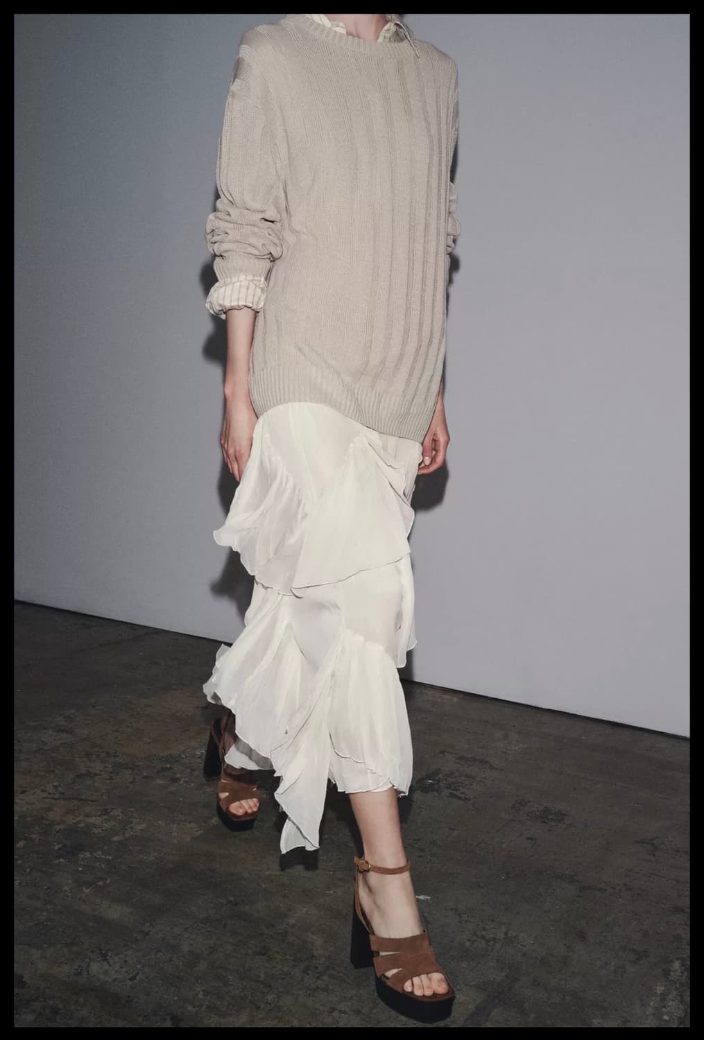 ZARA 자라 희귀템 쉬폰 레이어드 스커트 상품이미지3