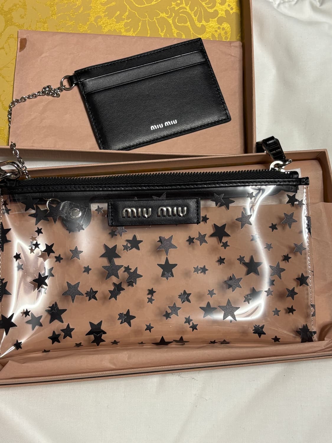 미우미우 투명 스타 파우치 + 카드지갑 세트 (새제품) 상품이미지1