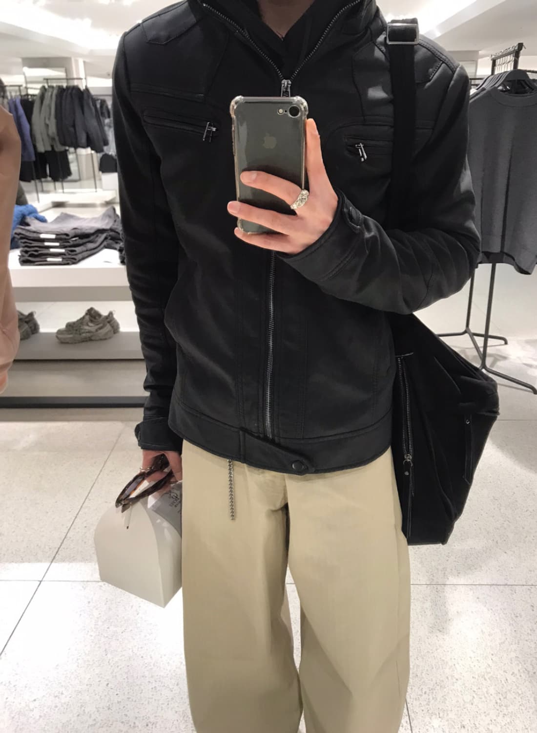 (L)빈티지 블랙 가죽 레더자켓 상품이미지1