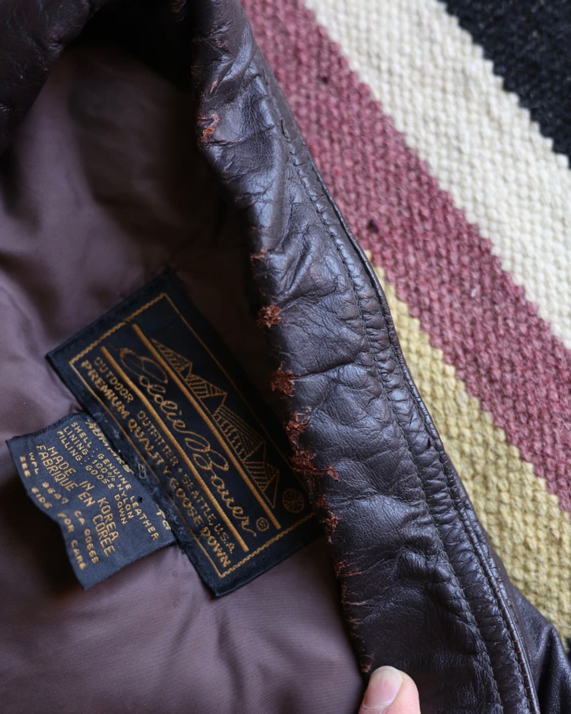 에디바우어 90s 구스다운 라이닝 레더 베스트 상품이미지4