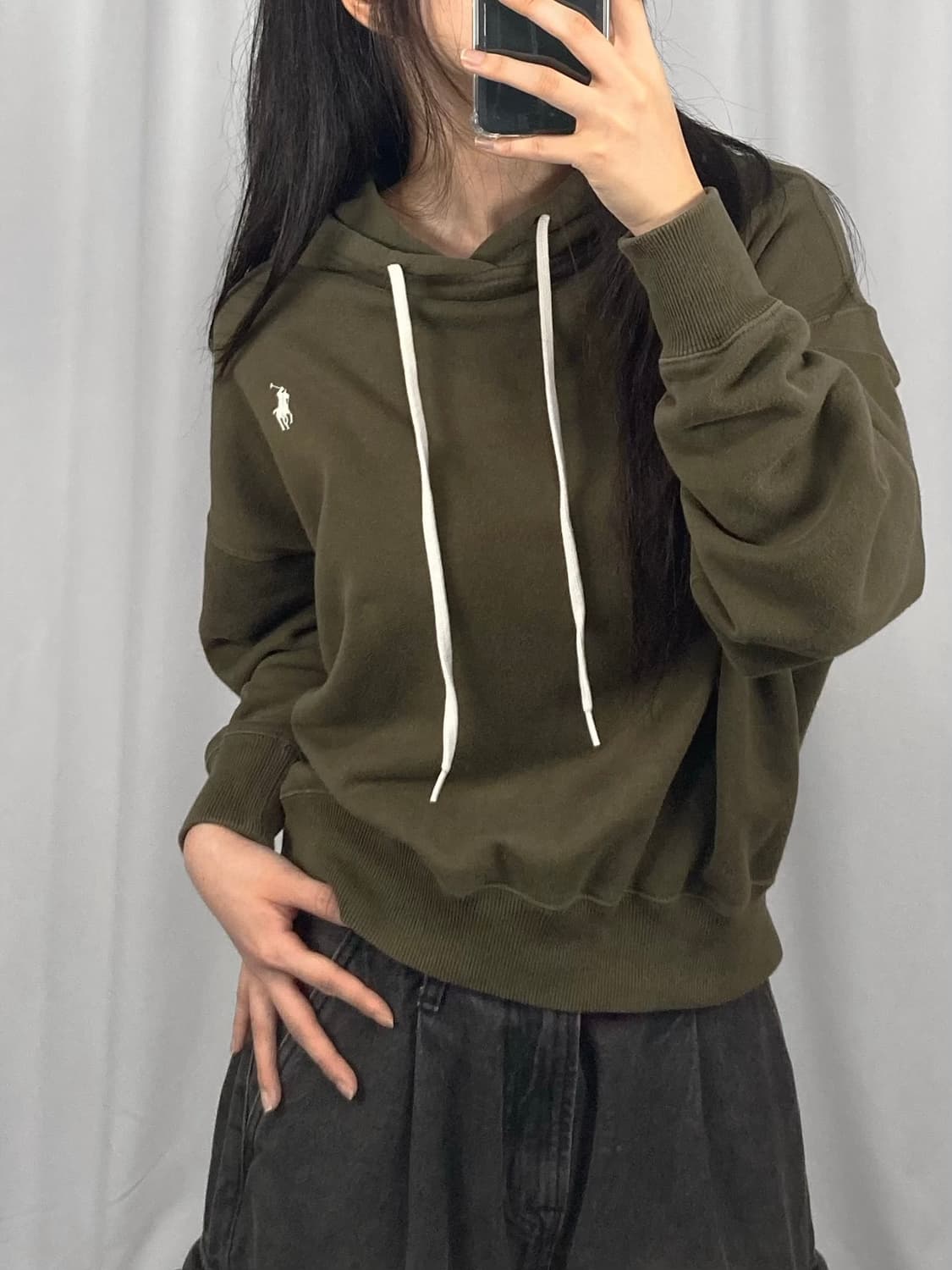 폴로 QR 크롭 후드티 상품이미지2