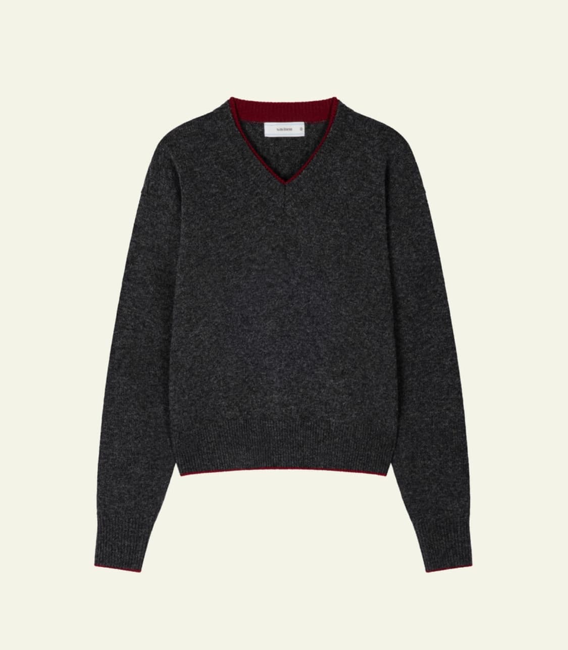 웨이비니스 드리프트 레이어드 브이넥 니트 차콜레드3 상품이미지1