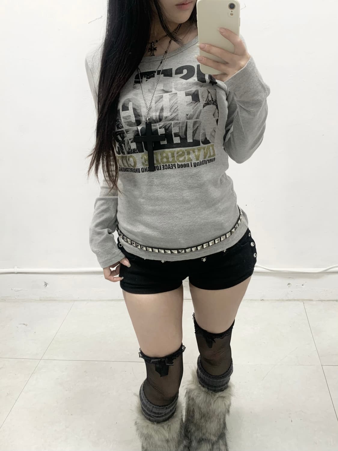 [RELACHE] y2k 펑크 갸루 그레이 롱슬리브 상품이미지2