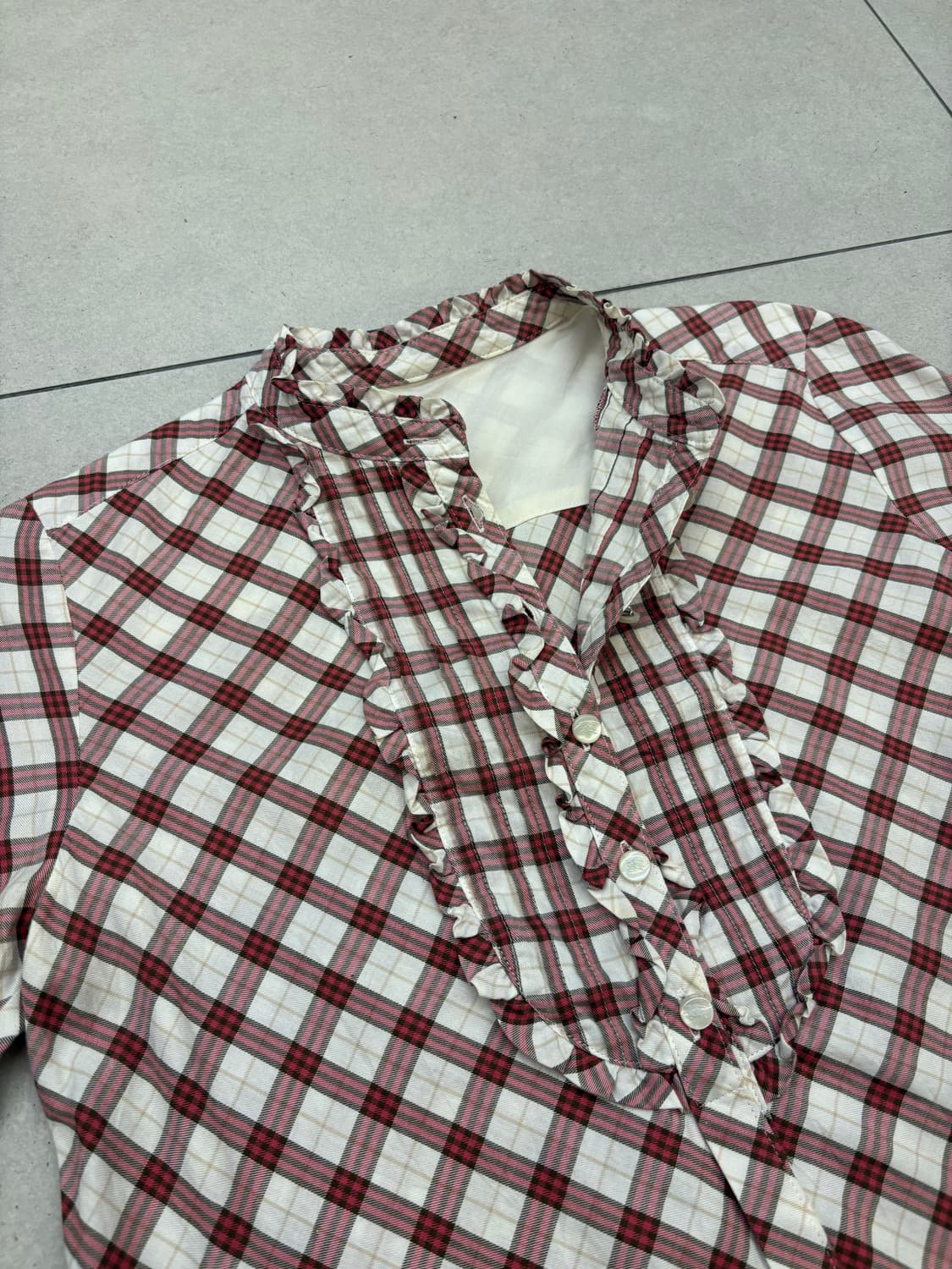 [ 38 ] 버버리 블루라벨 체크 프릴 블라우스 상품이미지4