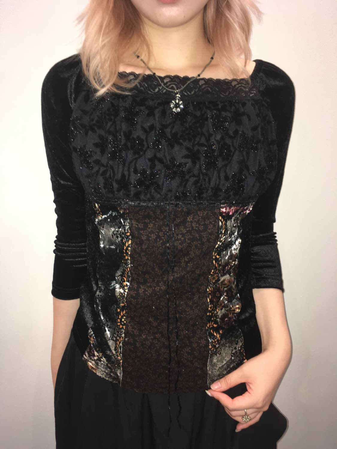 jpn vintage antique velour blouse 상품이미지1