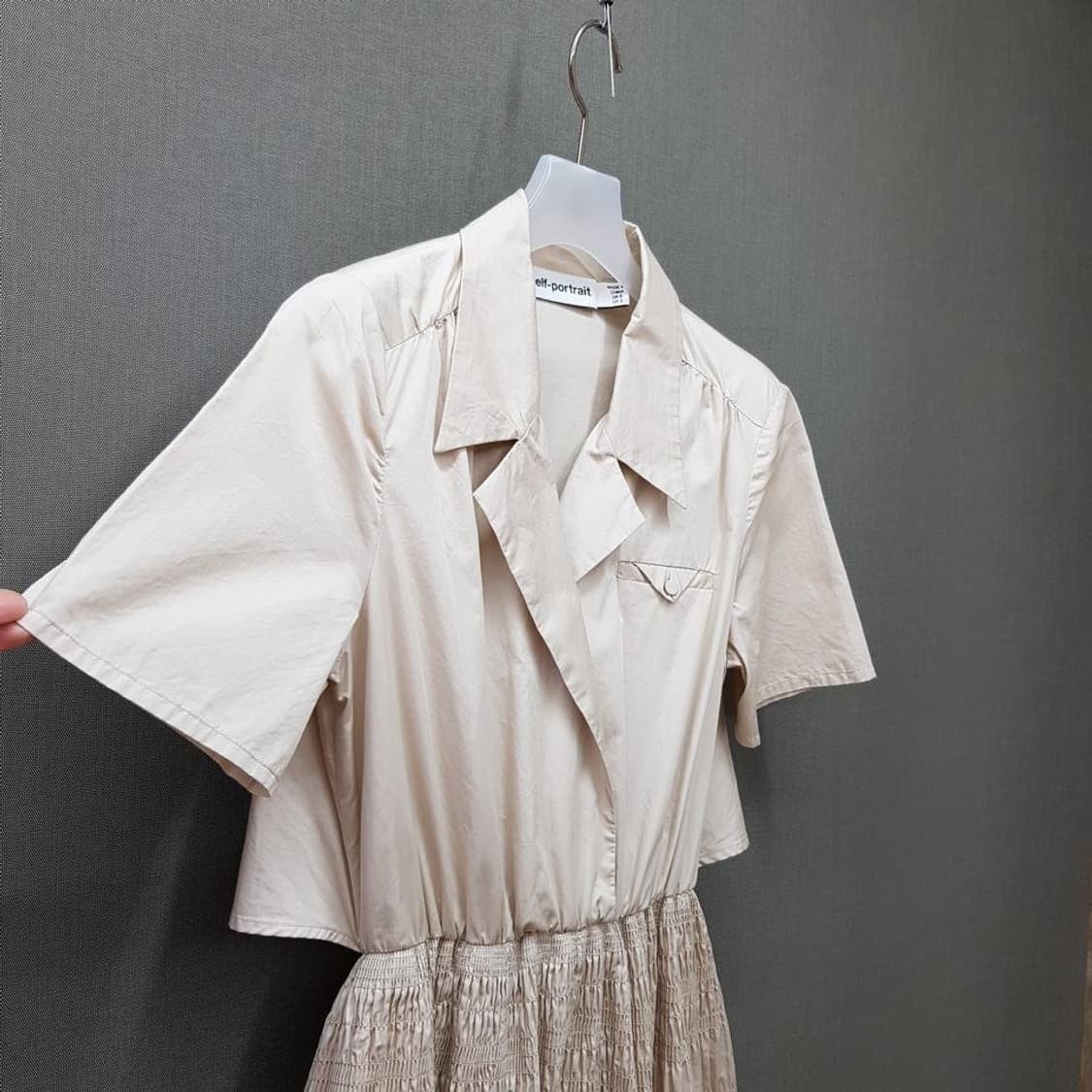 셀프포트레이트 크롭 셔츠 레이어드 원피스 2사이즈 상품이미지5