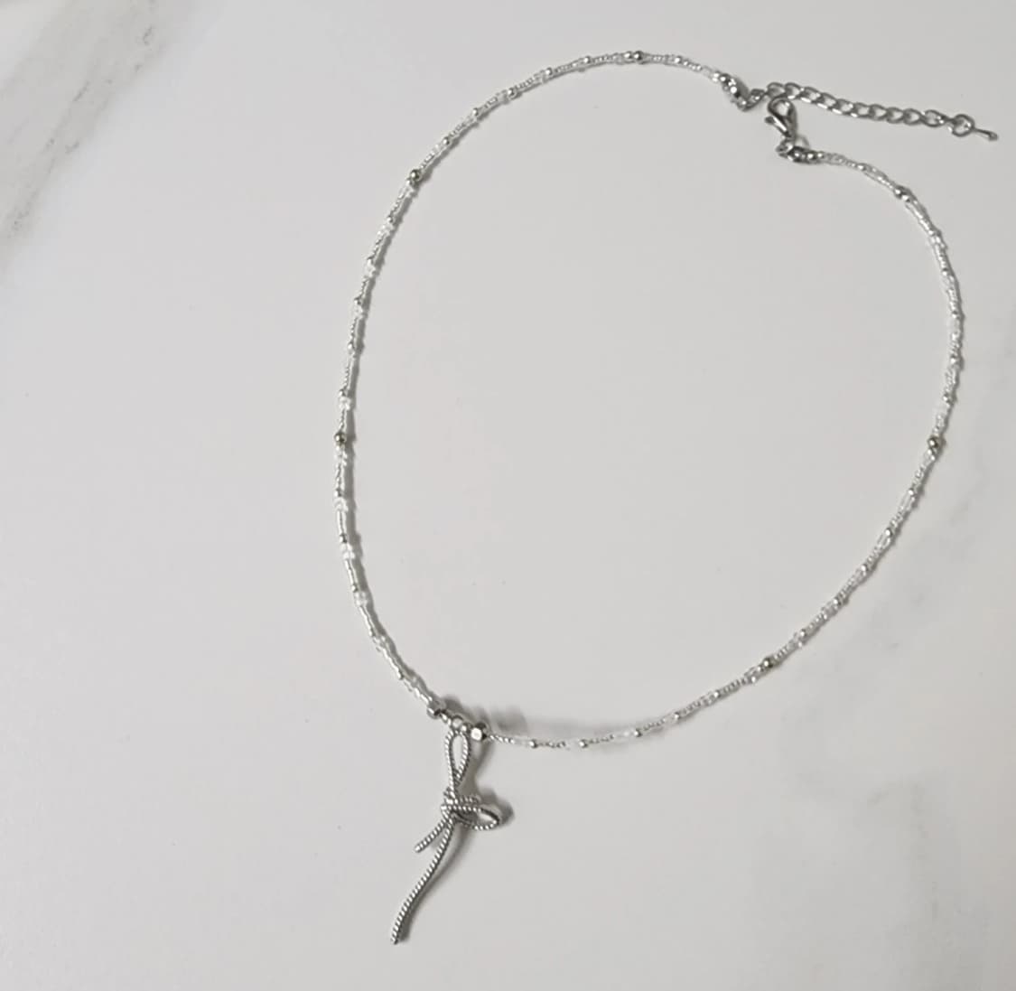 실버화이트 꼬임 펜던트 목걸이 상품이미지1
