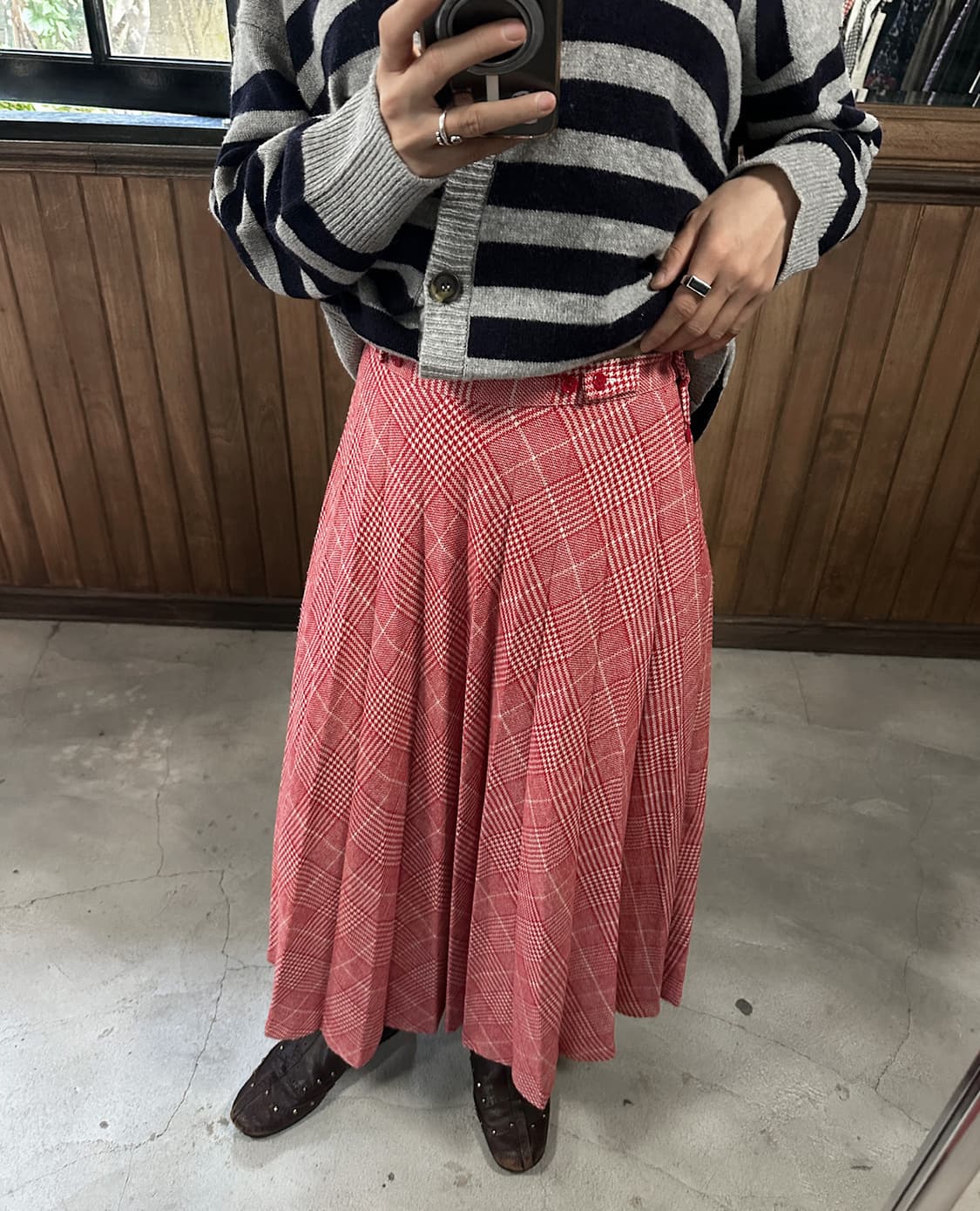 BEAMS BOY vintage check pleated skirt 상품이미지1