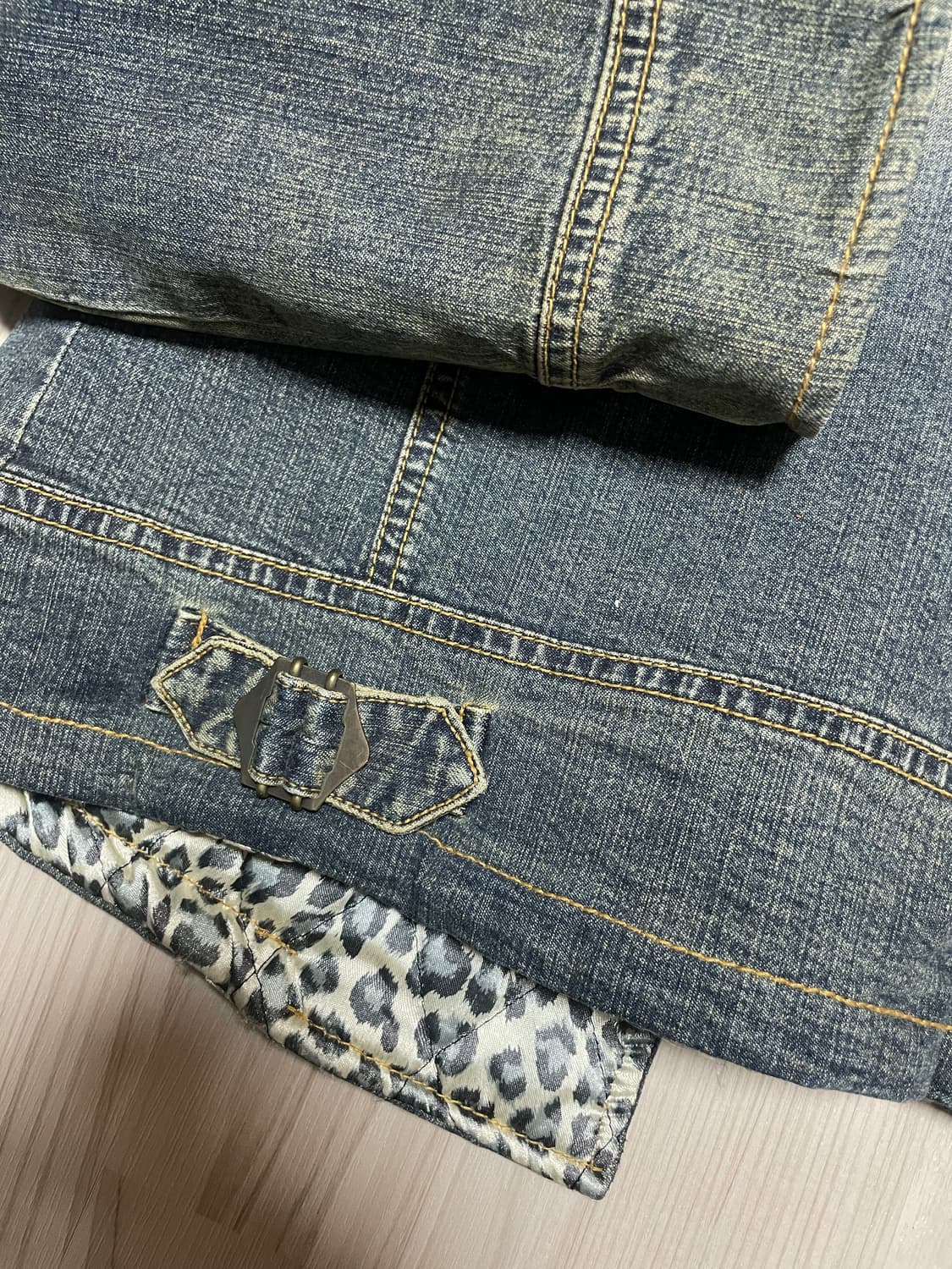 Leopard denim fur jacket 상품이미지8
