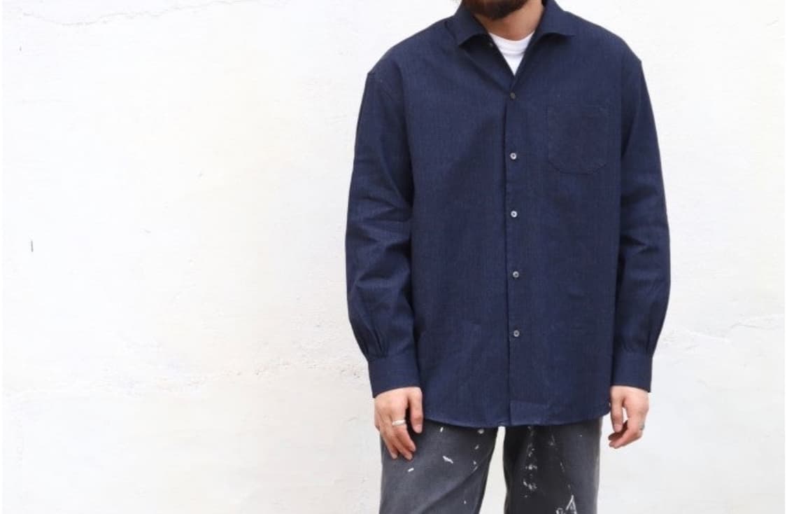 슬릭앤이지 마르케 셔츠 네이비 1사이즈 판매합니다 상품이미지1